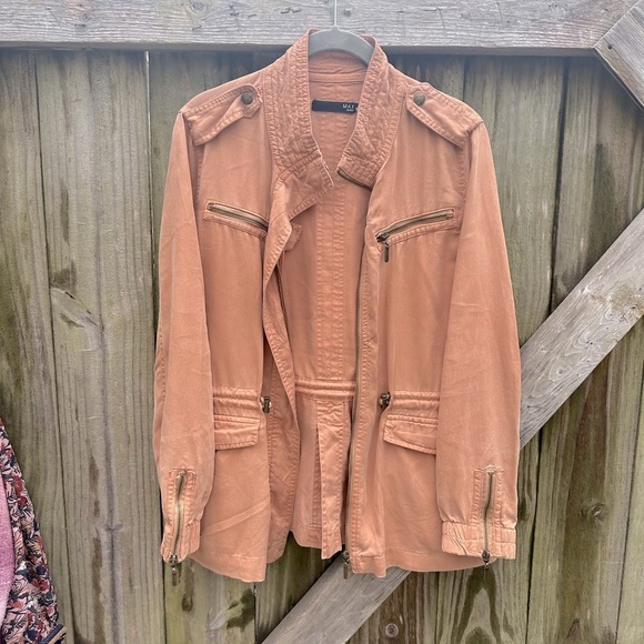 Max Jeans Boho Burnt Orange Zipper Detail Baggy 100% Lyocell Utility Jacket - Picture 1 of 9